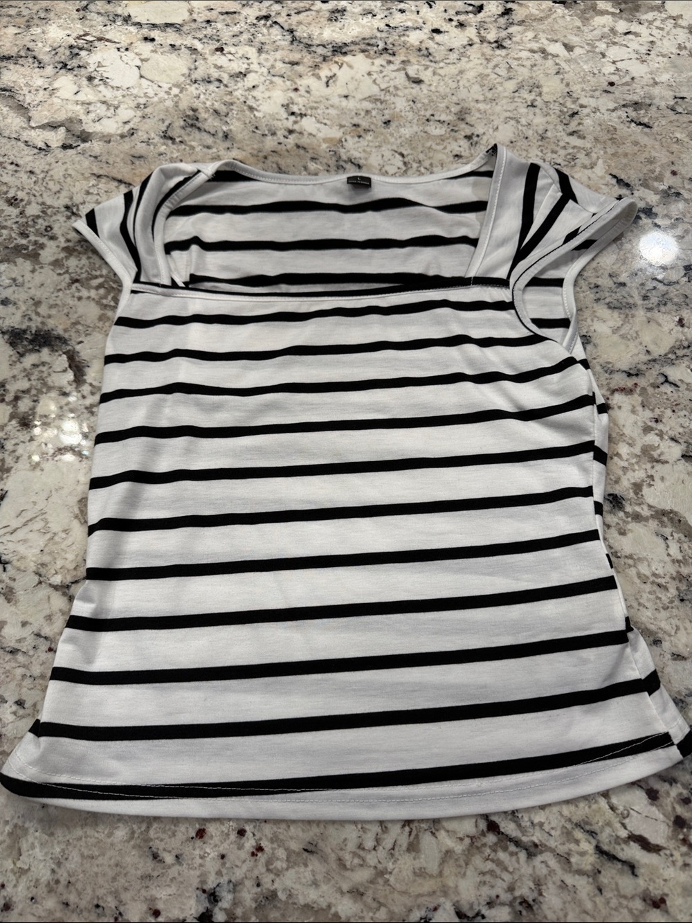 Striped Square-Neck Women's Top in Black and White